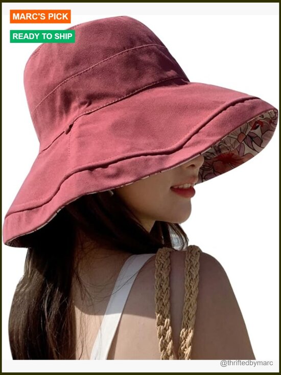 Wide Brim Sun Hat Wired Edge Reversible Foldable UV Protection Bucket Hat main image 7